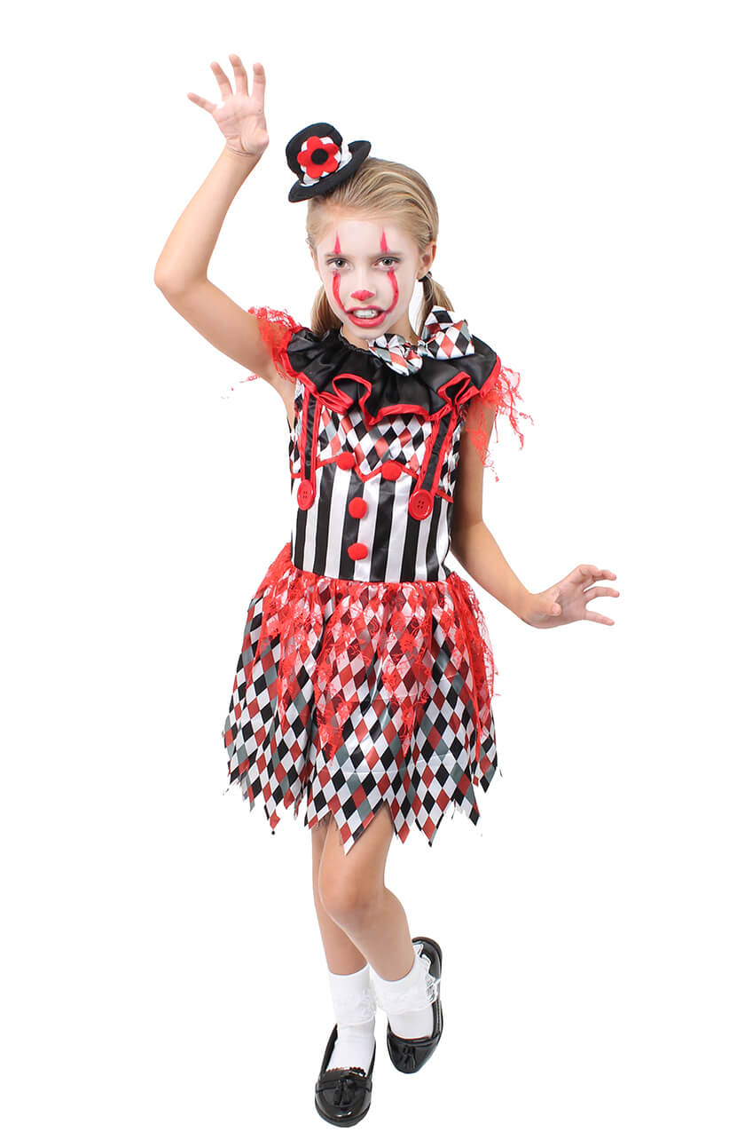 girl's scary clown costumes