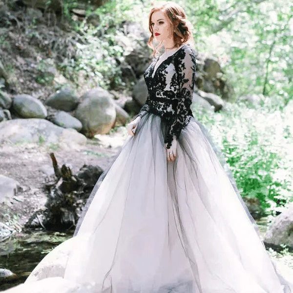 black and white wedding dress