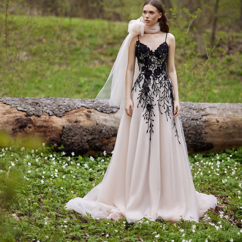 black and white wedding dress
