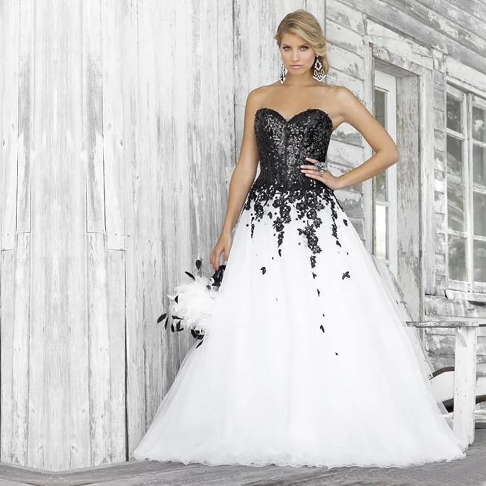 black and white wedding dress
