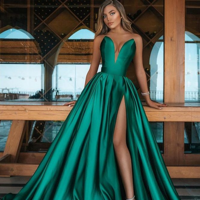 emerald green formal dress