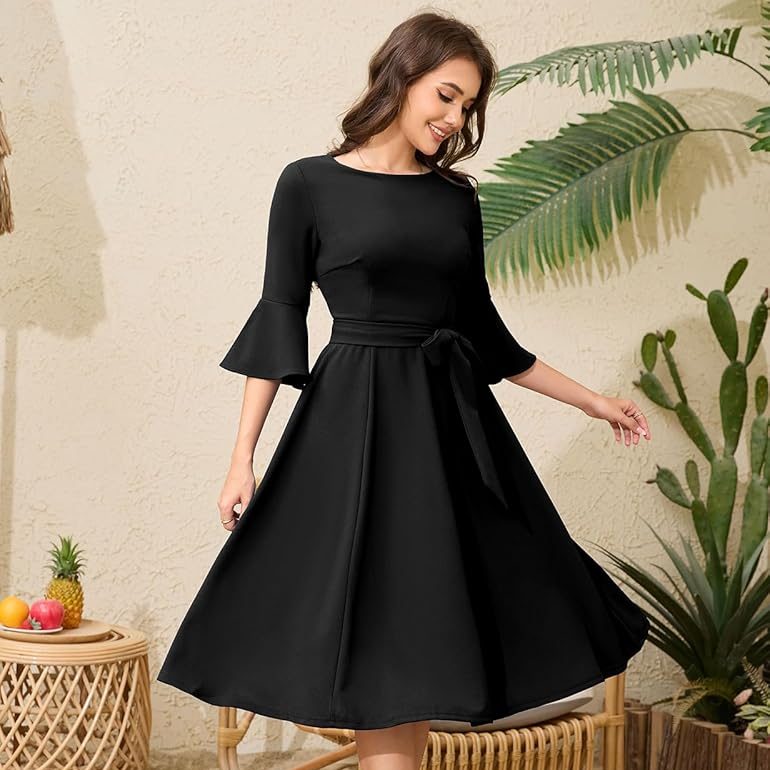 formal midi dress with sleeves