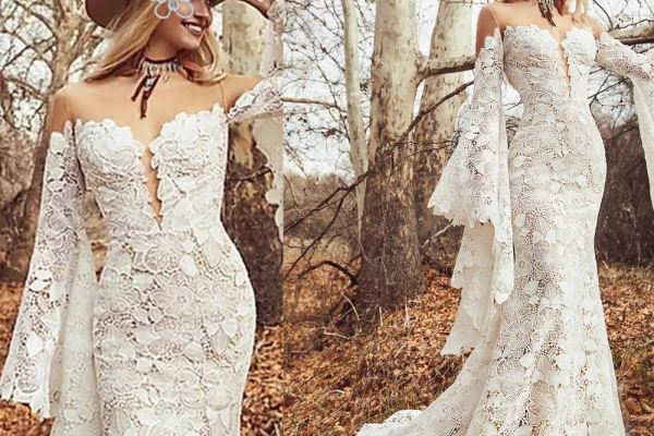 goddess boho wedding dress