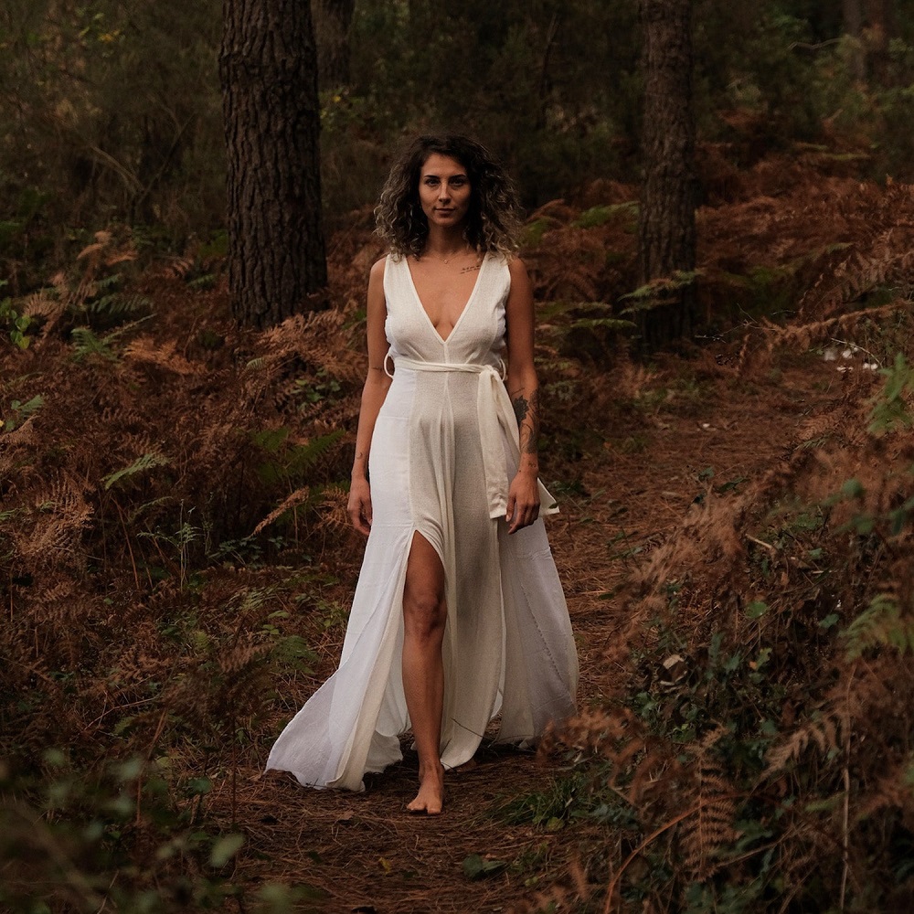 goddess boho wedding dress