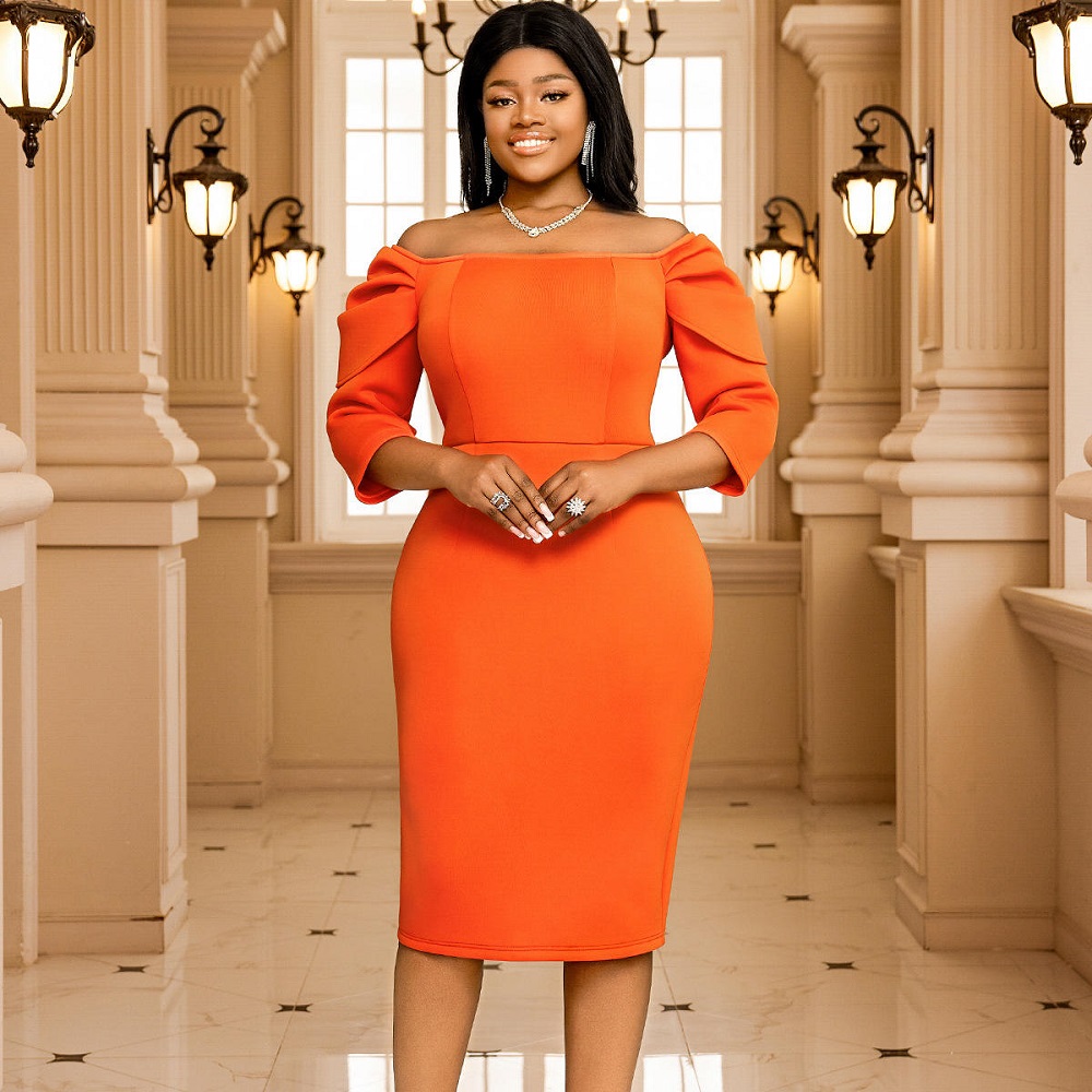 formal midi dress with sleeves