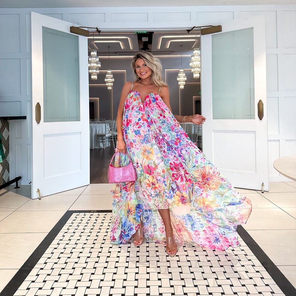 pastel wedding guest dress