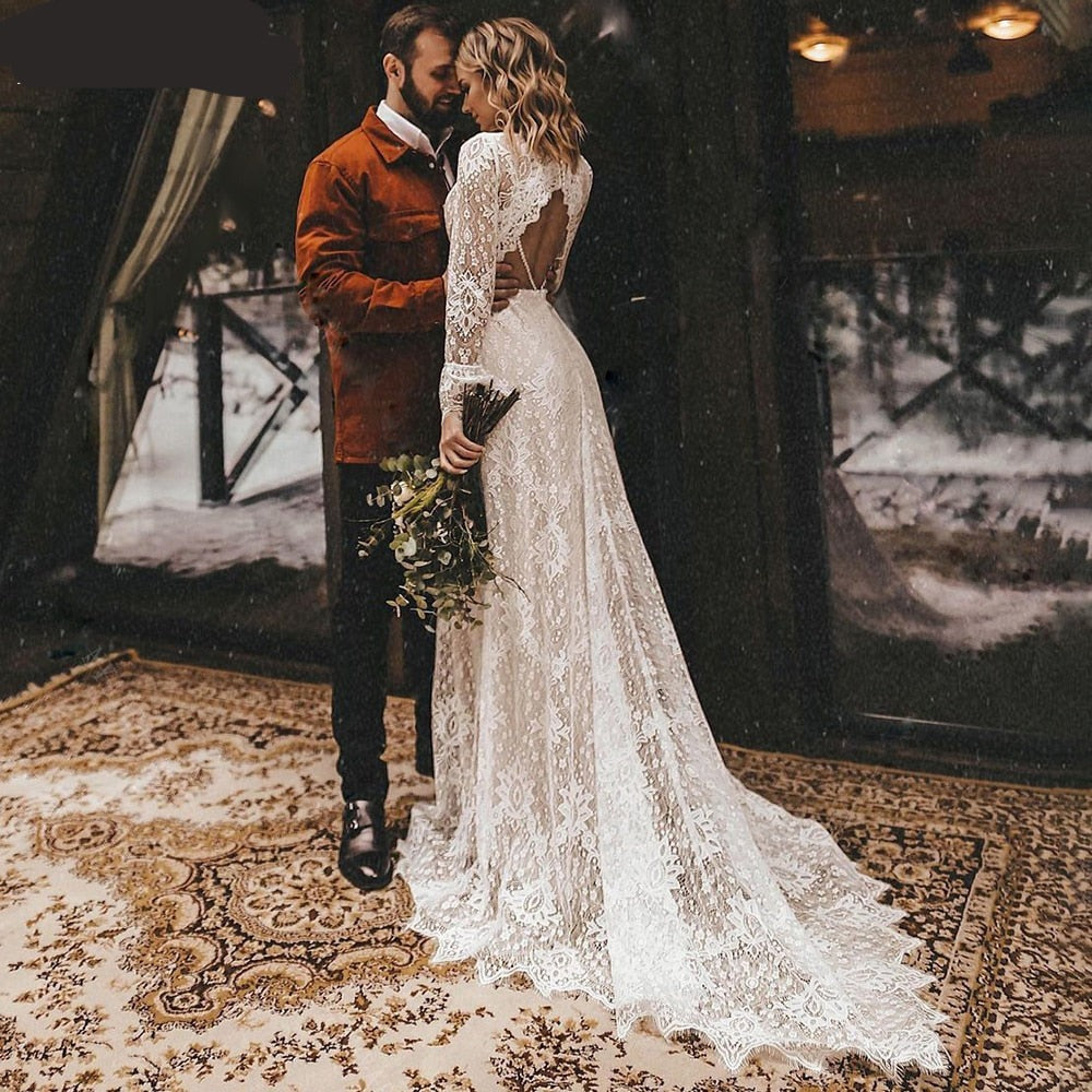 lace long sleeve wedding dress