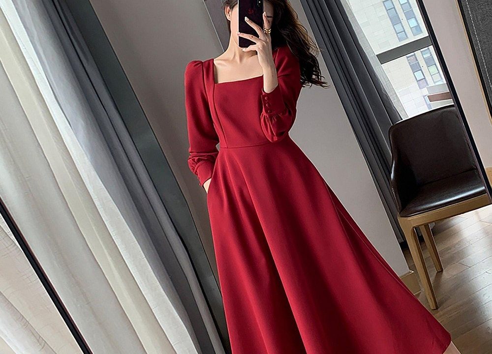 Women_Long_Midi_dress_Long_Sleeve_dress
