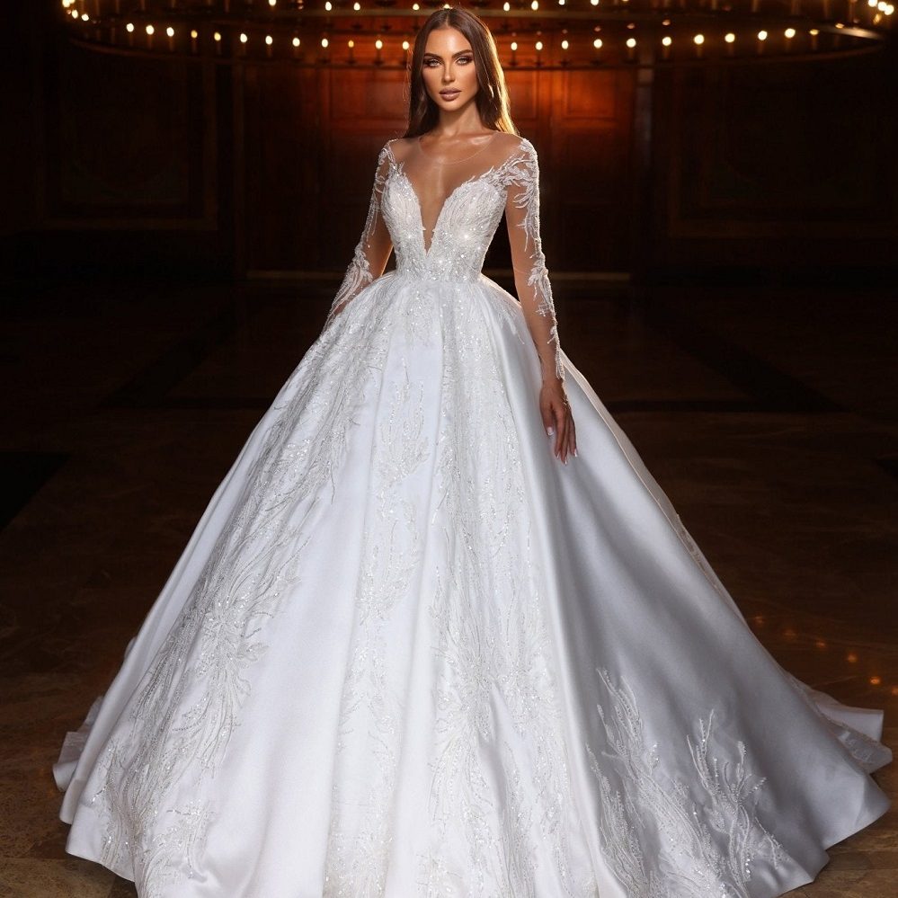 elegant-a-line-wedding-dress-with-sheer-lace-sleeves-plus-size