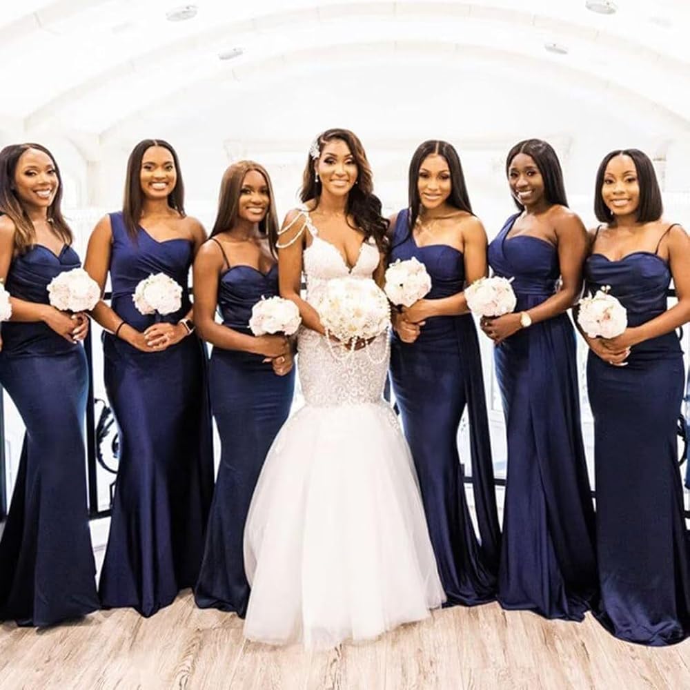 formal navy blue dress for wedding