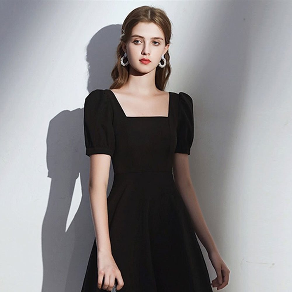 black formal dress with sleeves