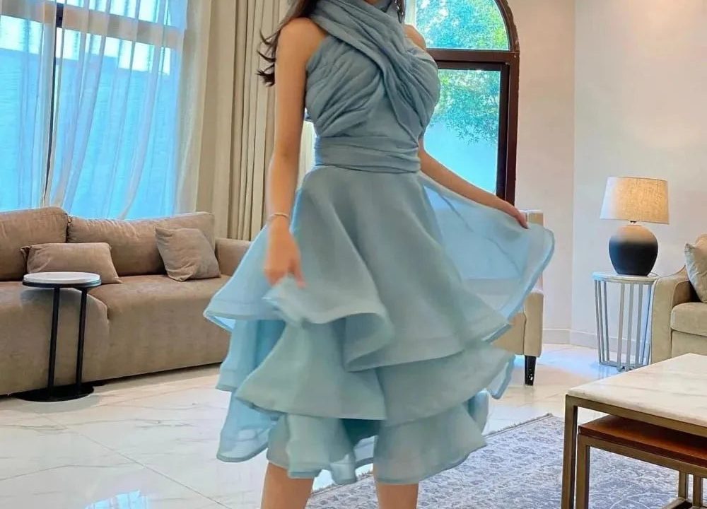 dusty blue formal dress