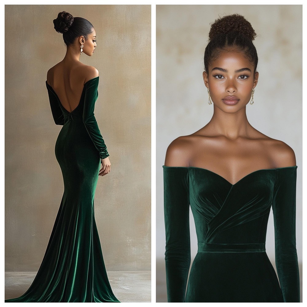 emerald green formal dress with sleeves