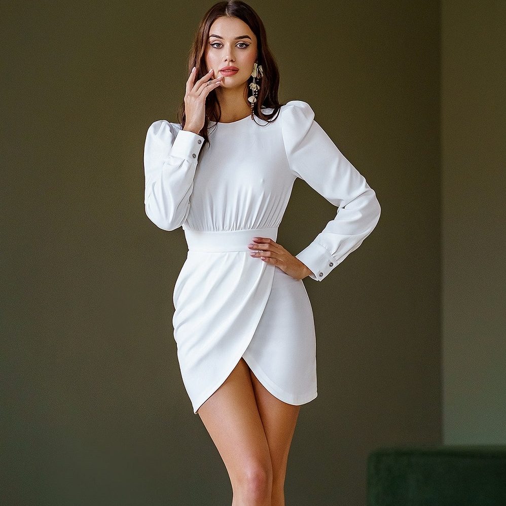 white formal mini dress