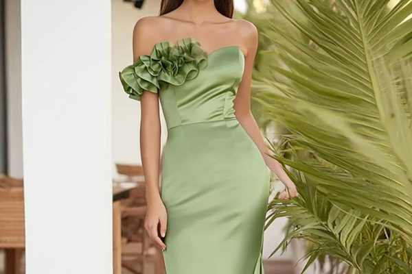 sage green formal dress for wedding