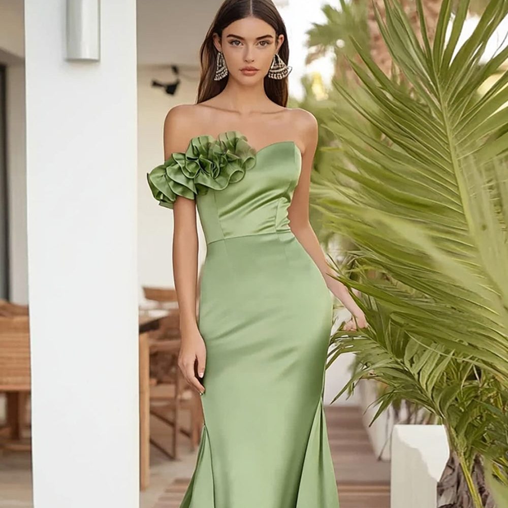 sage green formal dress for wedding