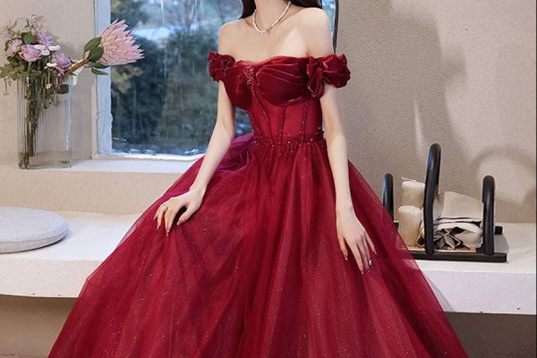burgundy formal dress
