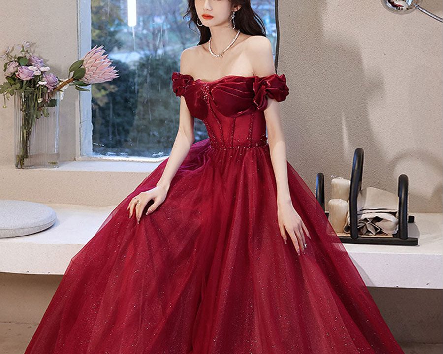 burgundy formal dress