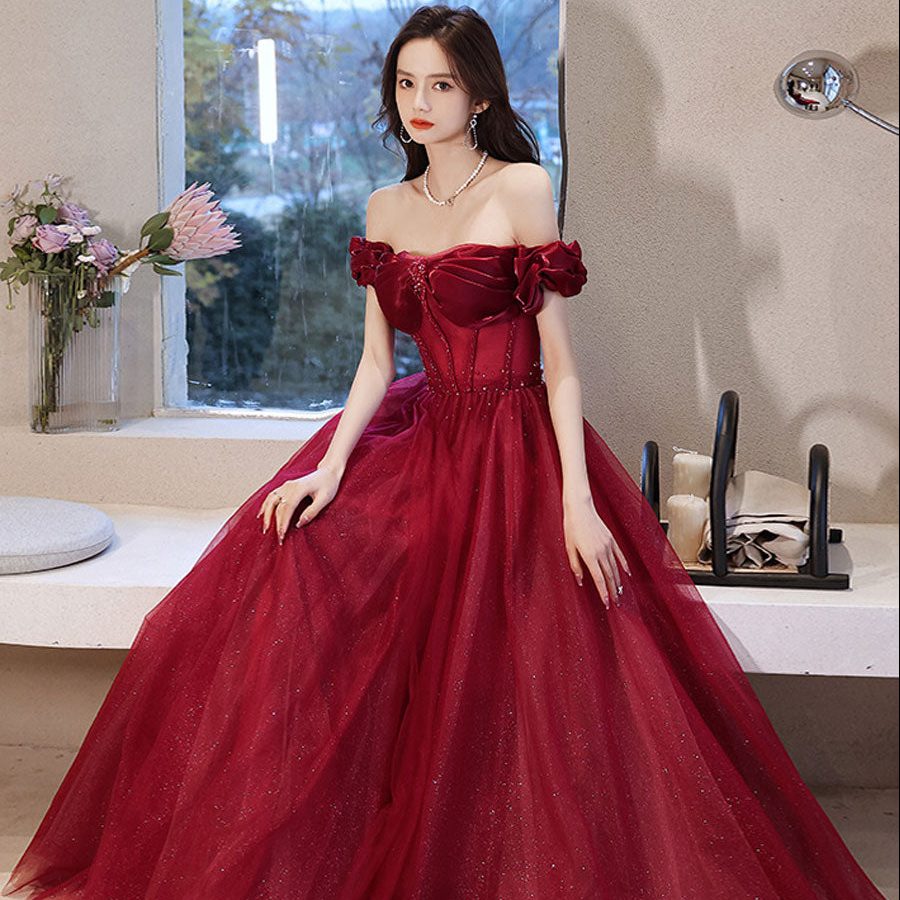 burgundy formal dress