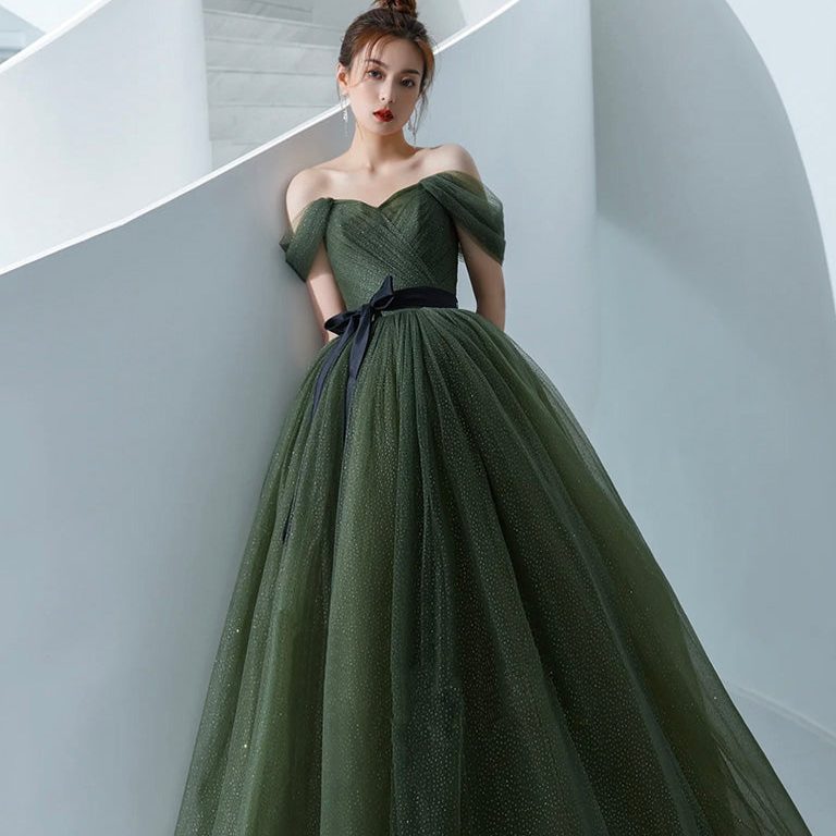 dark green formal dress