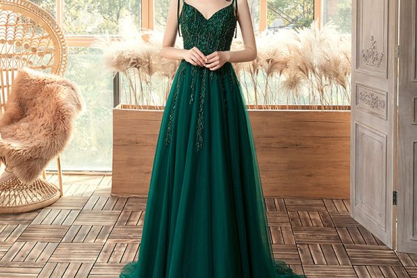 dark green formal dress