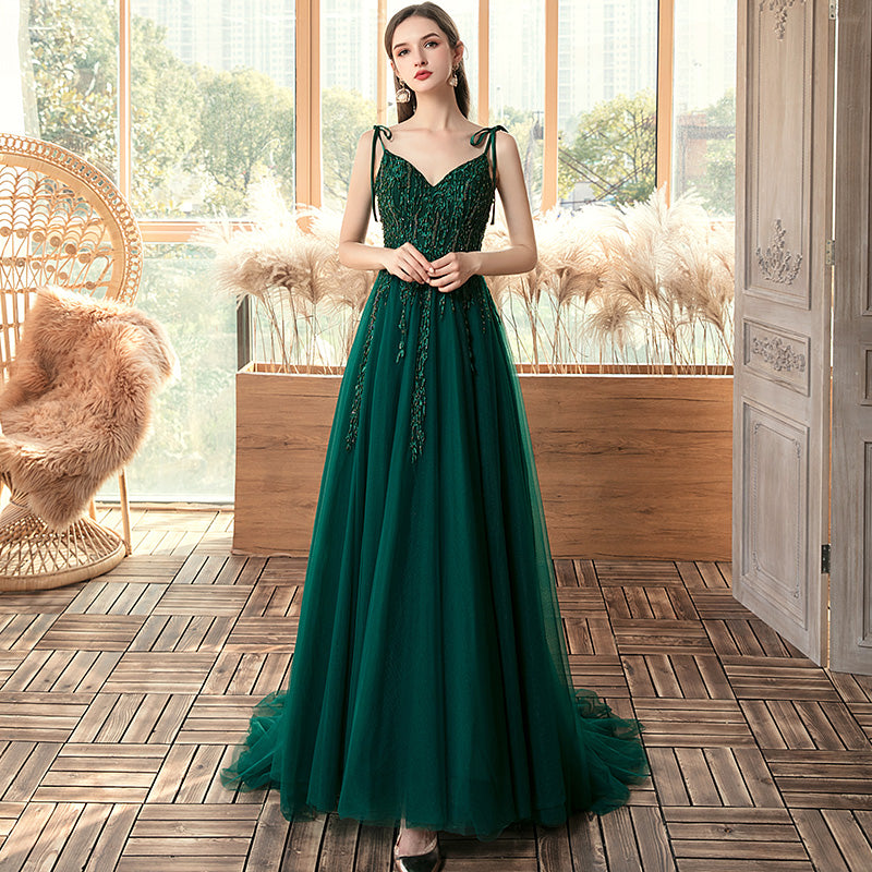 dark green formal dress