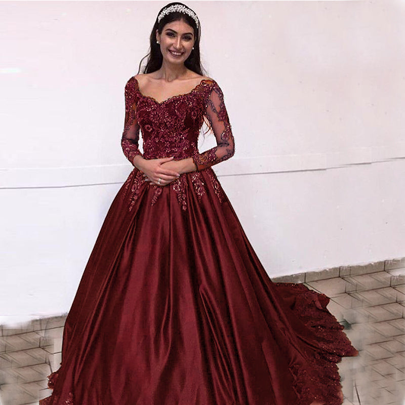 burgundy formal dress