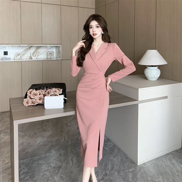pink formal dress with sleeves