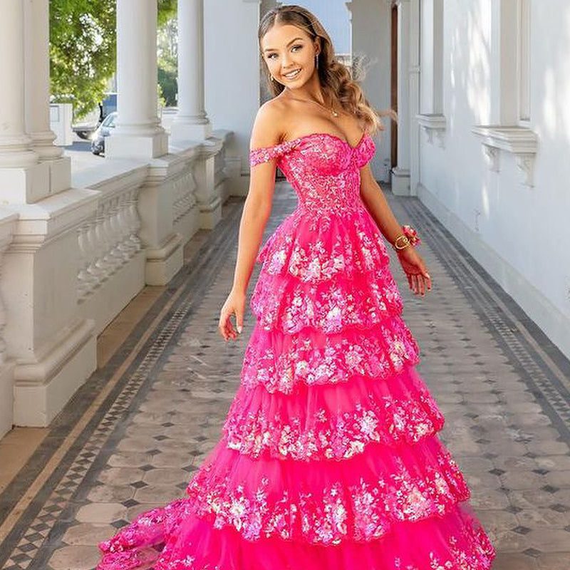 hot pink formal dress