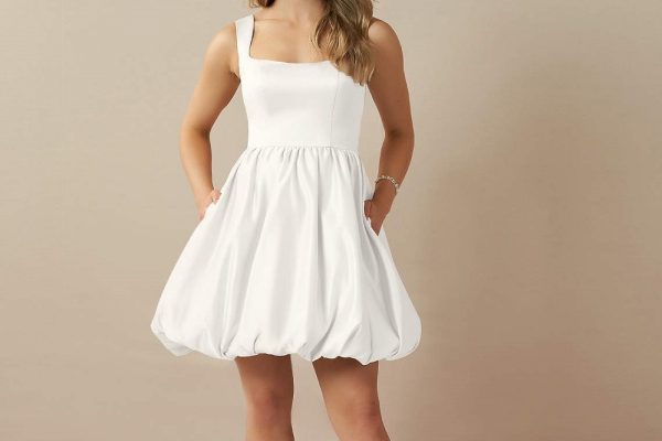 white formal mini dress
