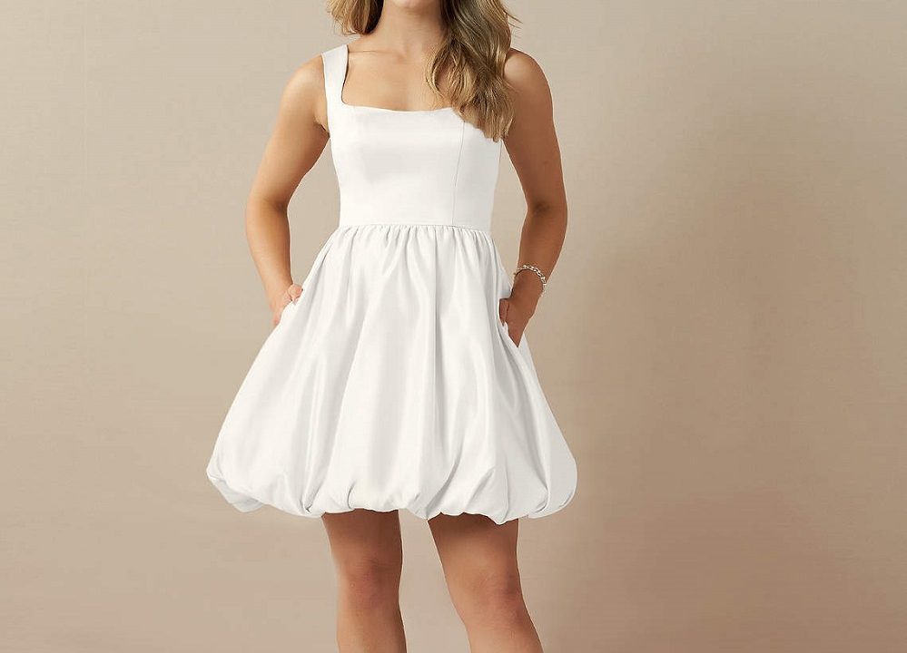 white formal mini dress