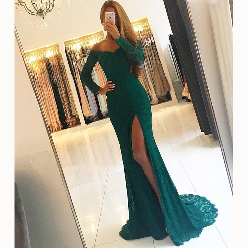 dark green formal dress