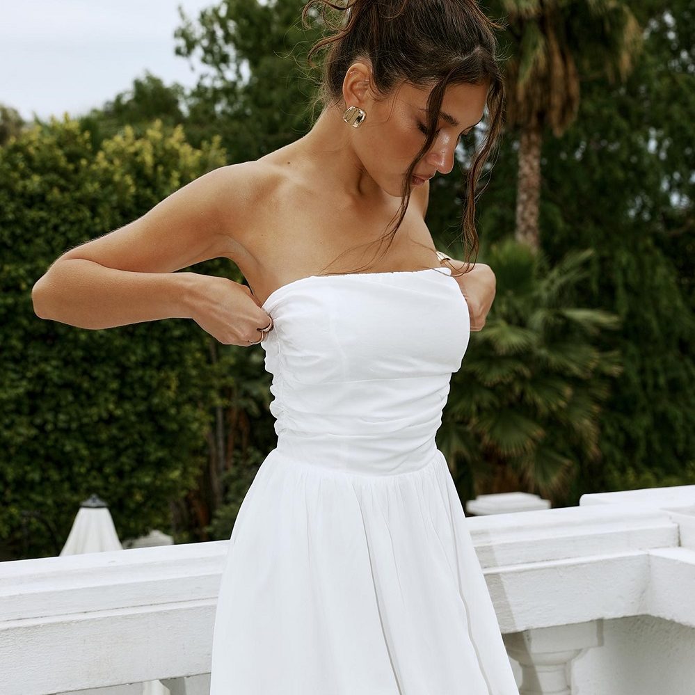 formal white mini dress