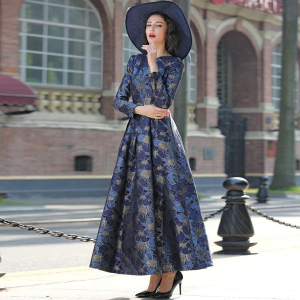formal maxi dress with sleeves