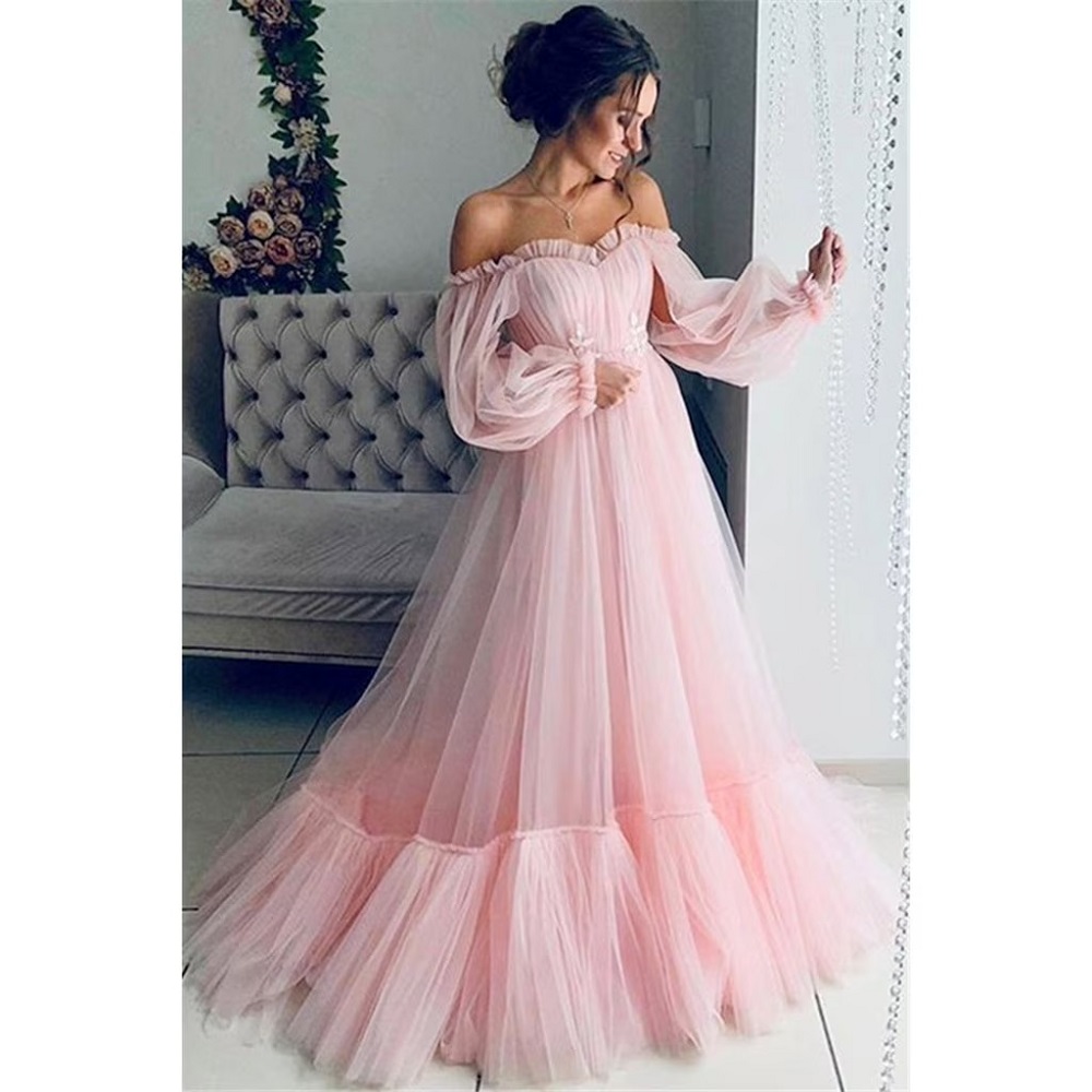 pink floral formal dress