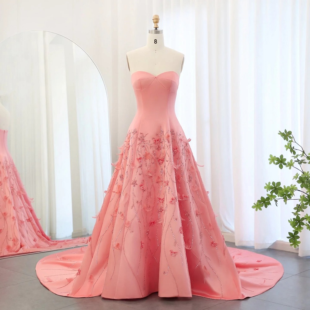 pink floral formal dress