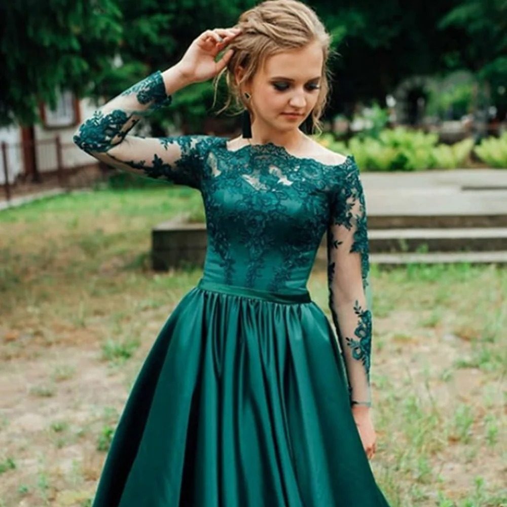 emerald green dress formal