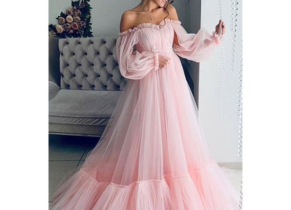 pink long dress formal