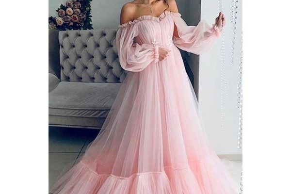 pink long dress formal