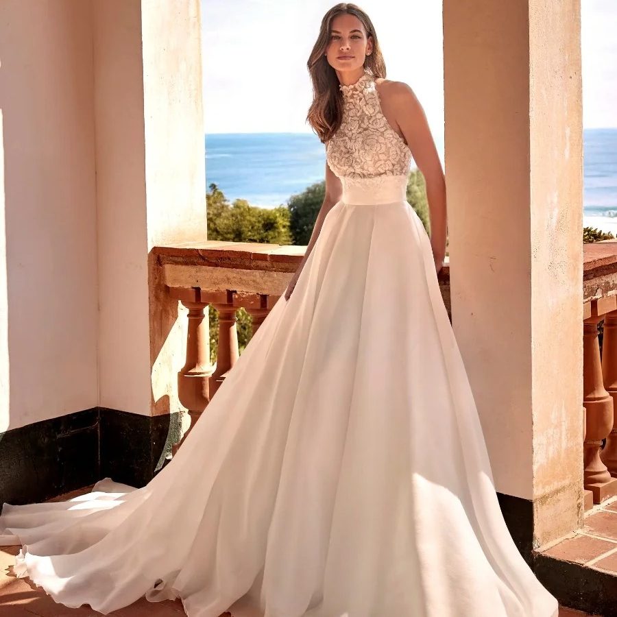 halter neck wedding dress