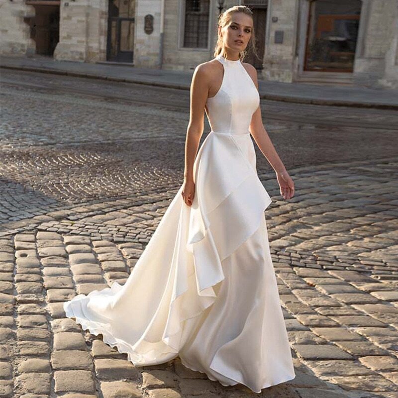 halter neck wedding dress
