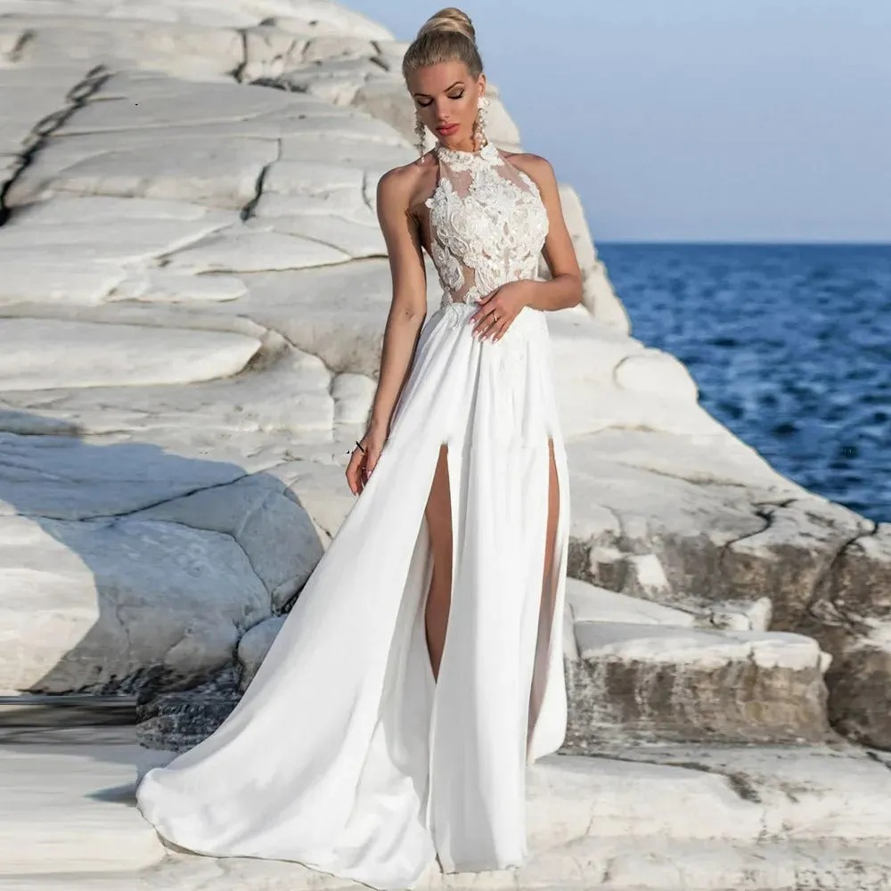 halter neck wedding dress