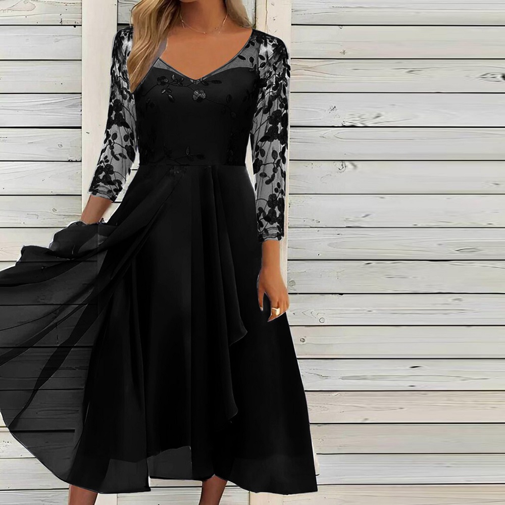 black dress with sleeves formal