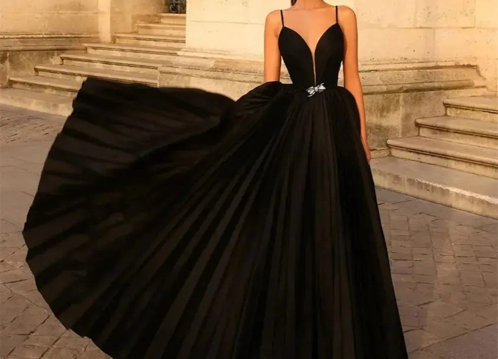 black satin formal dress