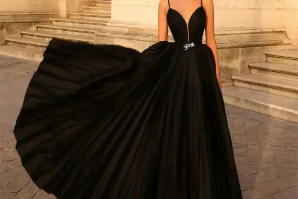 black satin formal dress
