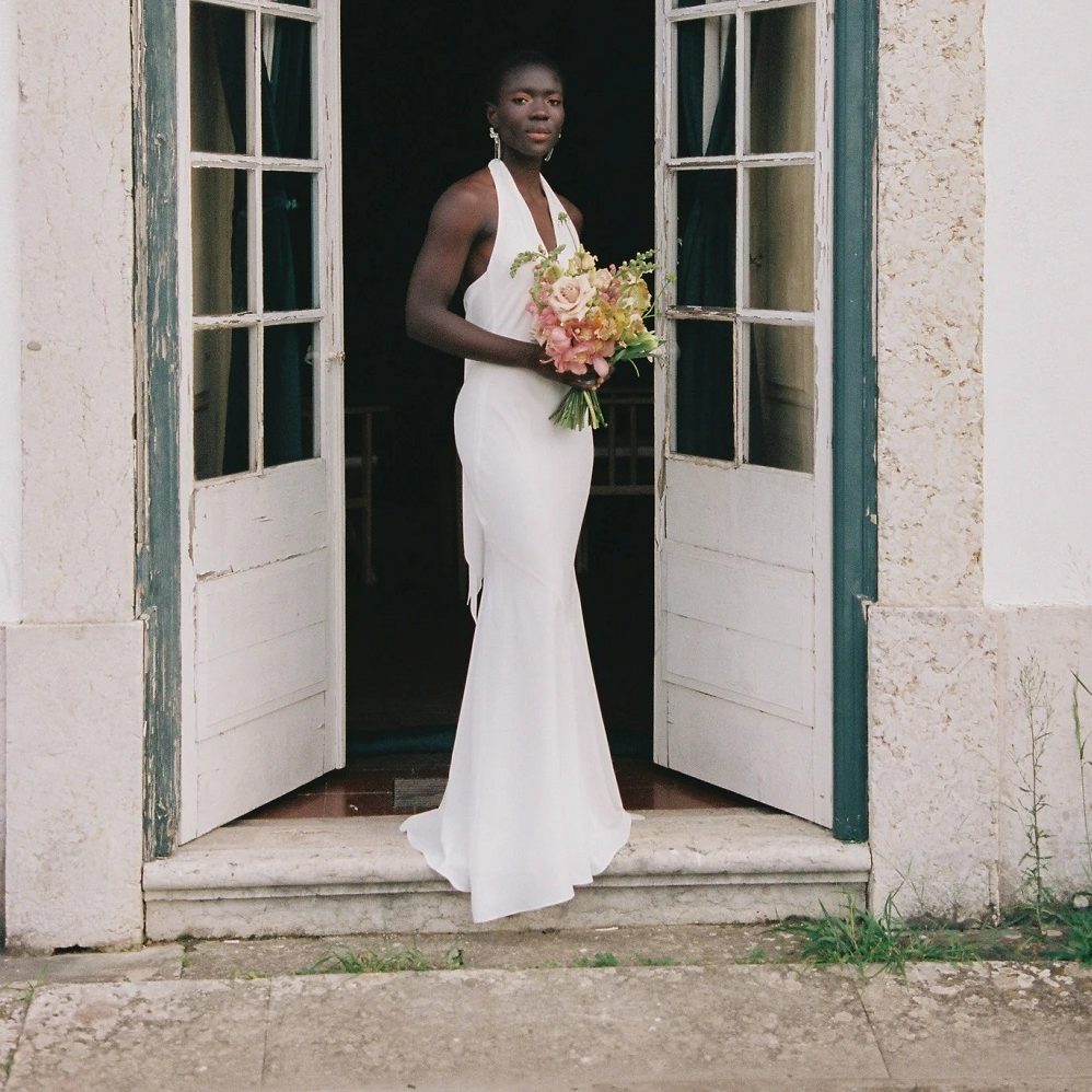 halter neck wedding dress