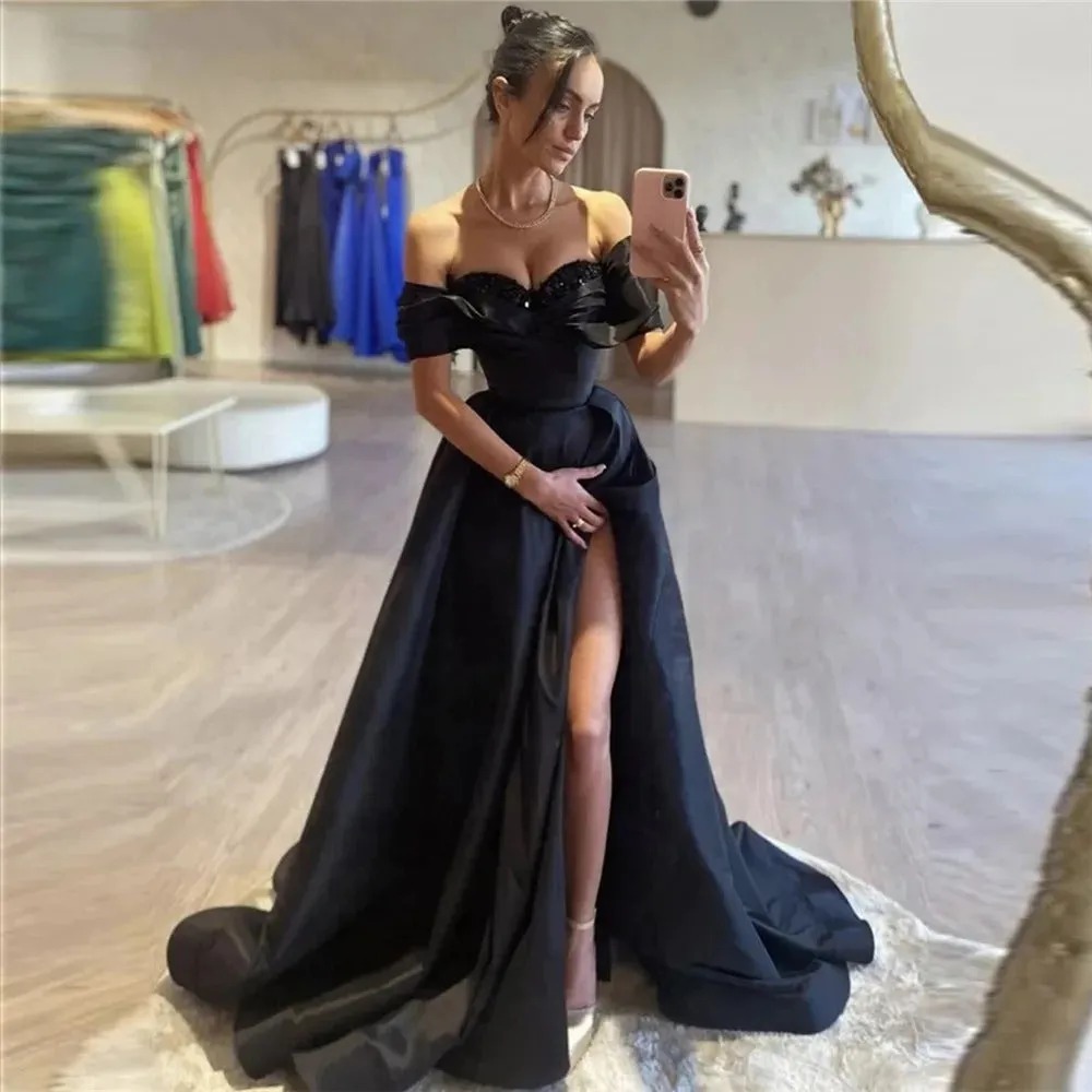 black satin formal dress