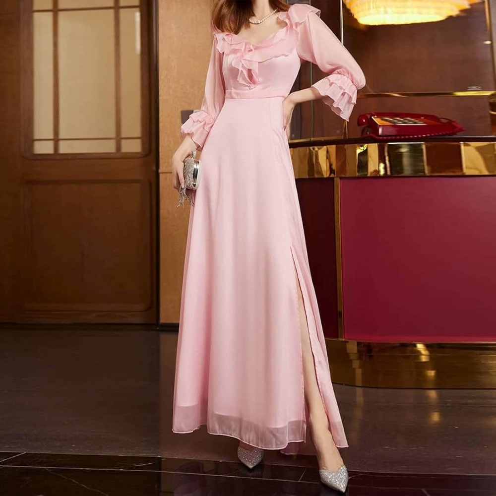 long pink formal dress