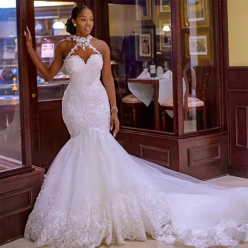halter neck wedding dress