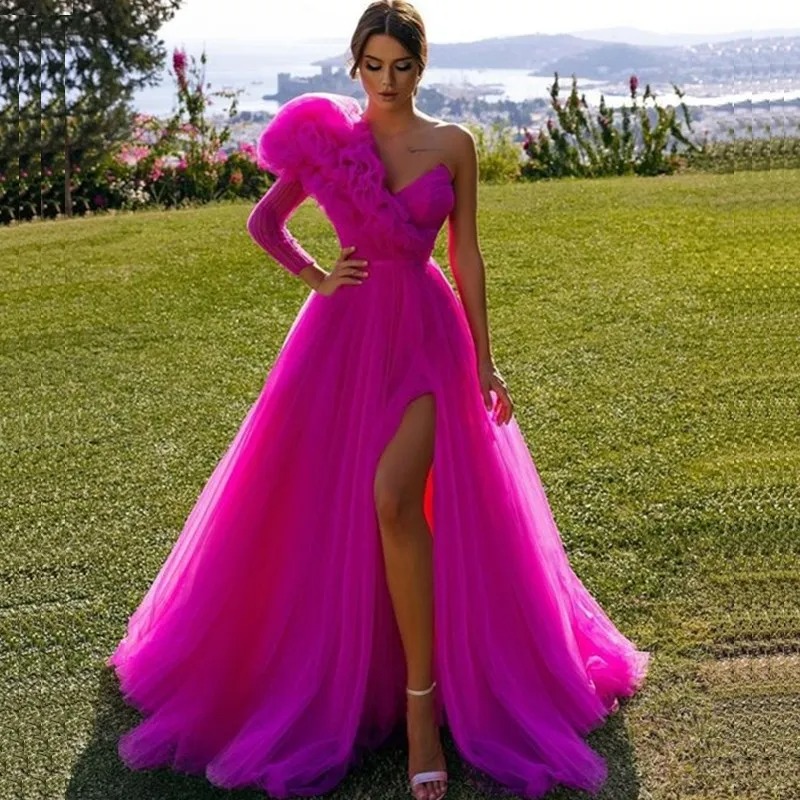 formal hot pink dress